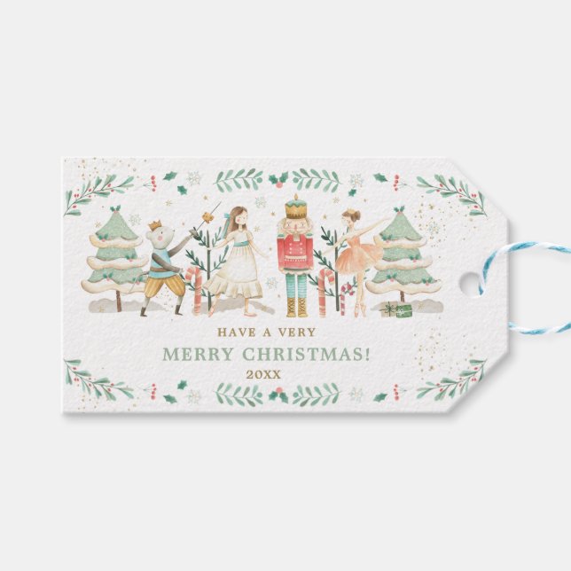 Chic Nutcracker Ballet jul Party Presentetikett (Framsidan (Horisontell))