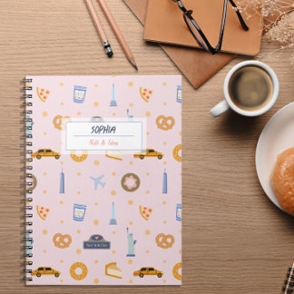 Chic NYC Mönster Rosa Namn Spiral bärbar dator med Anteckningsbok