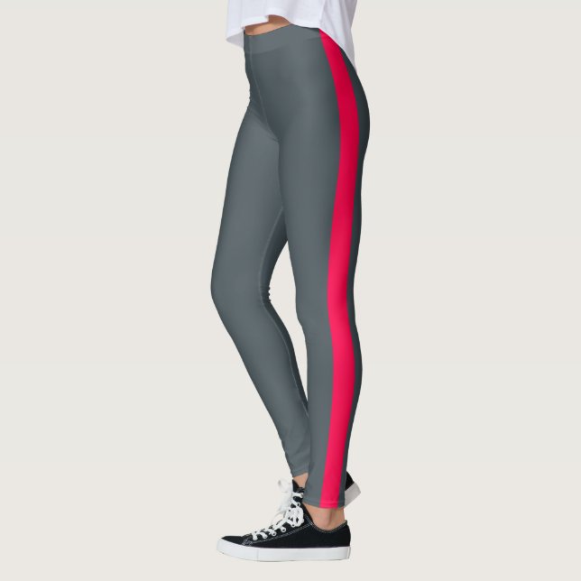 Chic Obsidian Grått Bright Rosa Side Panel Leggings (Vänster)