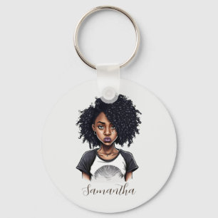 Chic och Classy Afro Woman Nyckelring