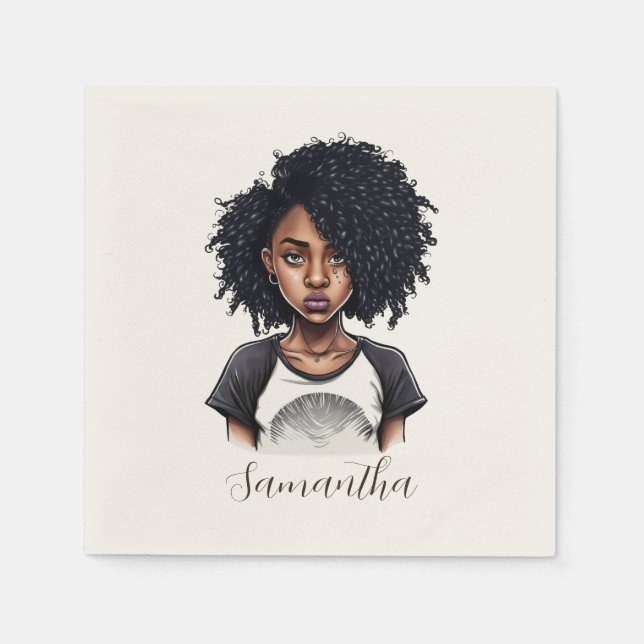 Chic och Classy Afro Woman Pappersservett (Framsidan)