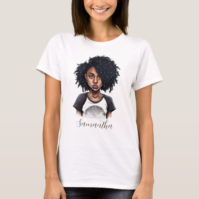 Chic och Classy Afro Woman T Shirt (Framsida)
