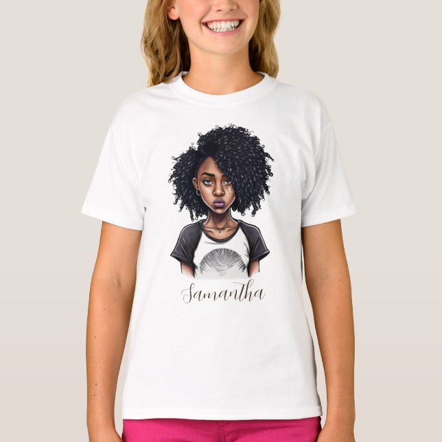 Chic och Classy Afro Woman T Shirt (Framsida)