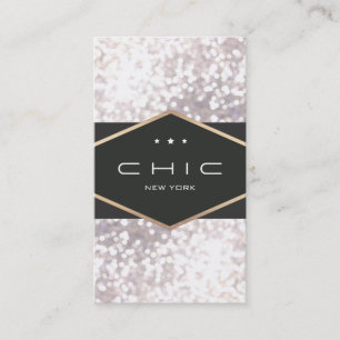 Chic och Elegant Black and White Bokeh Visitkort