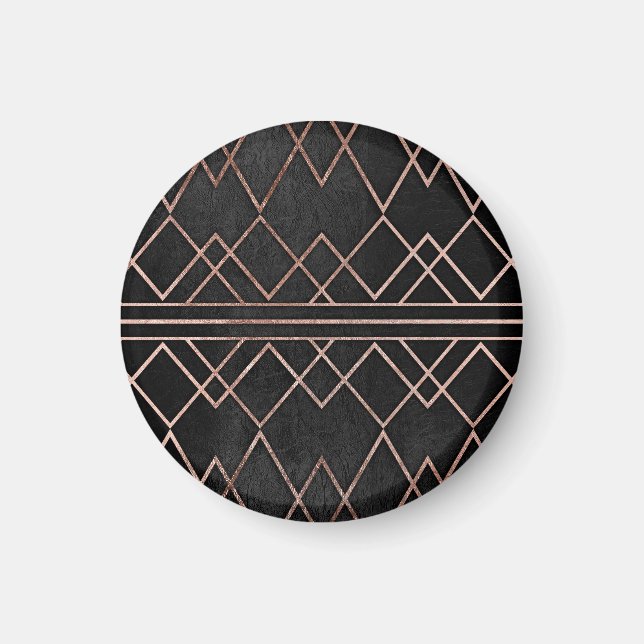 Chic och Elegant Faux Guld Ro Geometric Triangles Magnet (Framsidan)