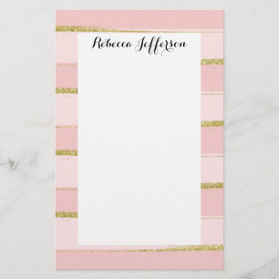 Chic och Elegant Guld Rosa Rand Brevpapper
