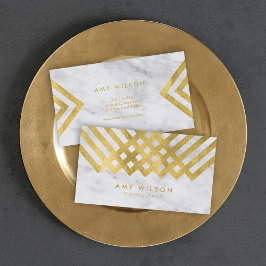 Chic och Elegant Marble Faux Guld Geometric Visitkort