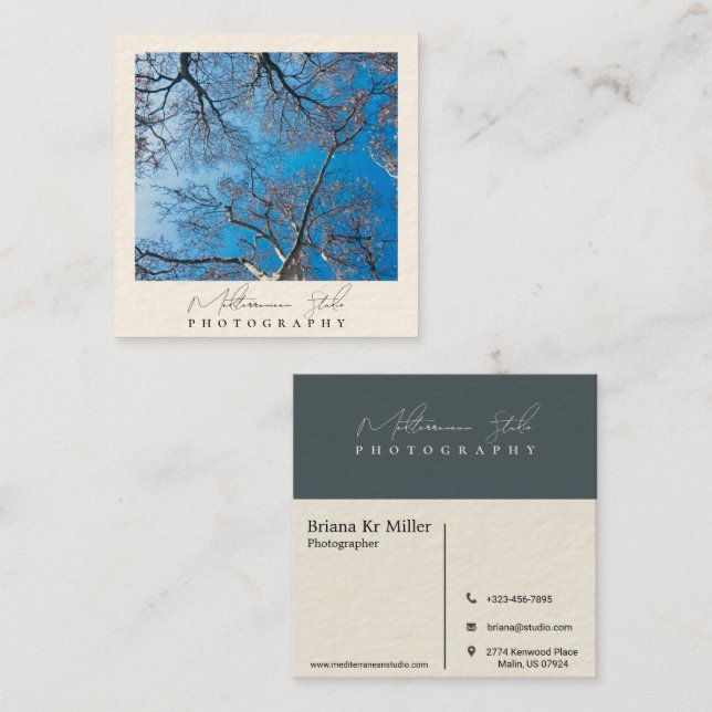 Chic och Elegant modern minimalistisk fotografi Sq Fyrkantigt Visitkort (Fram/baksida)
