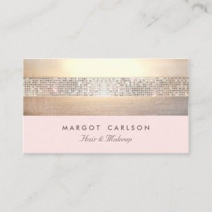 Chic och Elegant Sequin Guld Ljus rosa Stripe Visitkort