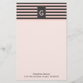 Chic  och Grått monogrammed stationeri Brevpapper