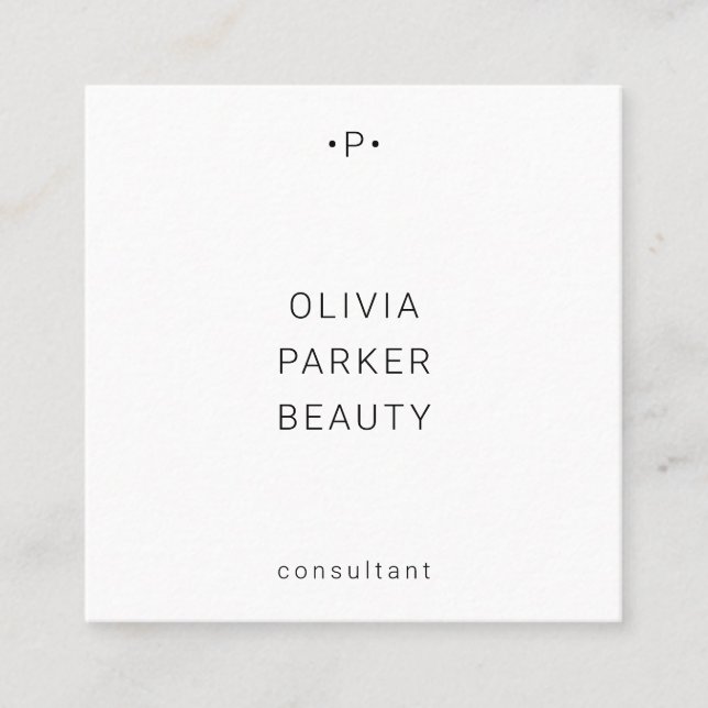 Chic och minimiprogram| Svartvitt Fyrkantigt Visitkort (Framsida)