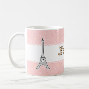 Chic och moderiktig flicka för Paris Eiffel torn Kaffemugg