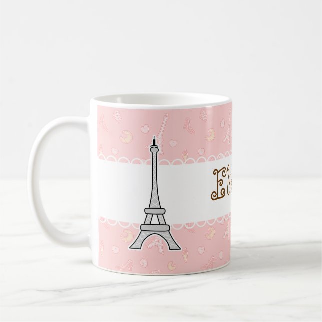 Chic och moderiktig flicka för Paris Eiffel torn Kaffemugg (Vänster)