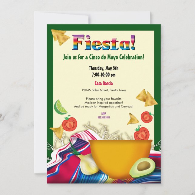 Chic och Roligt Inbjudan till mexikanska Fiesta-pa (Framsida)