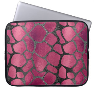 Chic och rosa och svart glitter-djurtryck laptop fodral