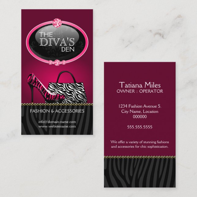 Chic och Sassy mode Visitkort (Fram/baksida)