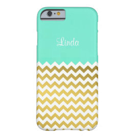 Chic och Snyggt Aqua Grönt, Guld & White Chevron
