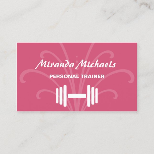 Chic och Snyggt Rosa Personal Fitness Trainer Visitkort (Framsida)