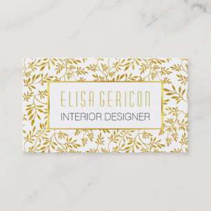 Chic och trendig guld glitter löv blommönster visitkort