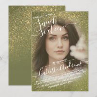 Chic Oliv grönt Glitter Ombre Fotosötare 16