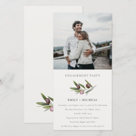 Chic Olive Gren Foliage Förlovning Photo Card Tack Kort