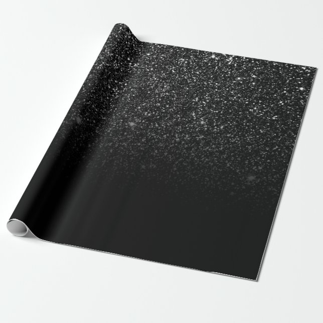 Chic Ombre Black Glitter Presentpapper (Utrullad)