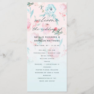 Chic Ombre Fransk Garden Blommigt Bröllop Ceremony Program