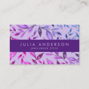 Chic Ombre Lila Violet Botanical Löv Mönster Visitkort