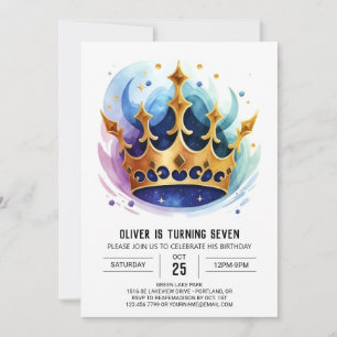 Chic Online Prince Krona födelsedag Inbjudningar