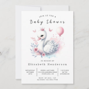 Chic Online Svan Baby Shower Inbjudningar