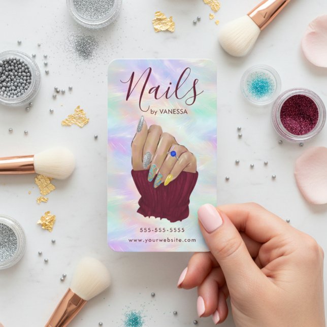 Chic Opal Manicurist Artist Nail Studio Modern Visitkort (Skapare uppladdad)