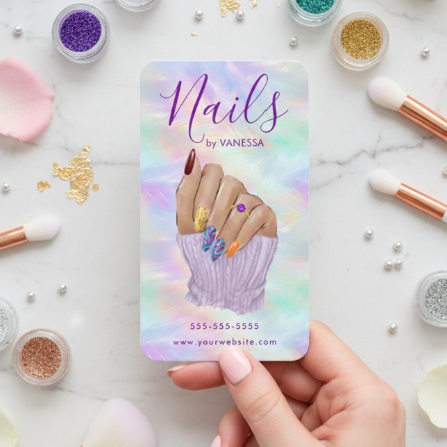 Chic Opal Manicurist Artist Stylish Nail Studio Visitkort (Skapare uppladdad)