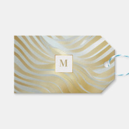 Chic Opulent Guld och White Multi Patternent Presentetikett