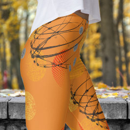 Chic Orange Atomic Vortex Mönster Leggings