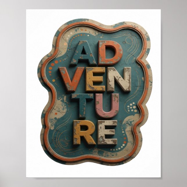 Chic Orange ÄVENTYR Grafisk Design Poster (Framsidan)