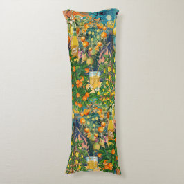 Chic orange blåturkos siciliansk citruscollage kroppskudde