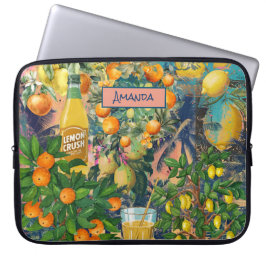 Chic orange blåturkos siciliansk citruscollage laptop fodral