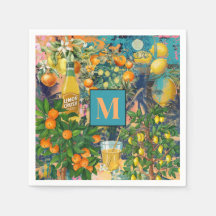 Chic orange blåturkos siciliansk citruscollage