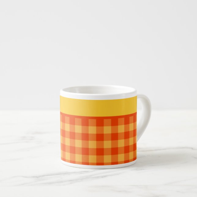 Chic Orange Check Gingham Espresso Mugg Espressomugg (Framsida höger)