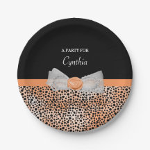 Chic Orange Cheetah Print Cute Ro Bow Party Namn