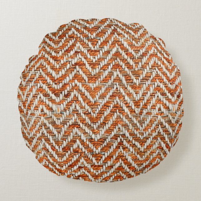 Chic orange Chevron mönster Rund Kudde (Framsidan)