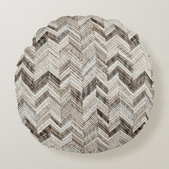 Chic orange Chevron mönster Rund Kudde (Framsidan)