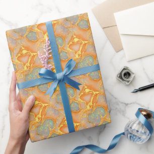 Chic Orange Faux Guld & Opal mönster Presentpapper