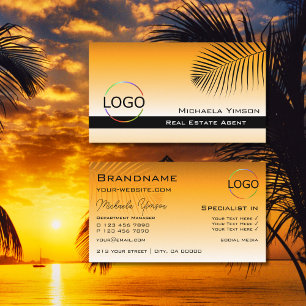 Chic Orange Gradient Handflatan Löv med Logotyp Sn Visitkort