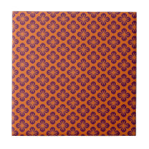 Chic Orange Graps Abstrakt Lila Flower Mönster