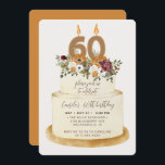 Chic Orange hösthösten 60 födelsedagskaka Inbjudningar<br><div class="desc">Fira en feminininfödning på 60 år med vår inbjudan till chic. Utformningen har en rustik kaka som är dekorerad med höstblommor, löv och ljus med nummer 60 för det ultimata chicen. All text är 100 % anpassade. Om du behöver extra biet för den här samlingen, kontakta mig, lycklig för att...</div>