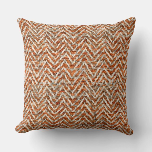 Chic orange krämchevron kudde (Framsida)
