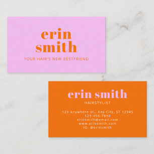 Chic Orange Modern Hairstylist Visitkort