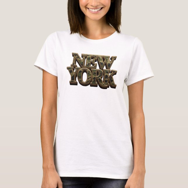 Chic Orange NEW YORK 3D Text Konst T Shirt (Framsida)