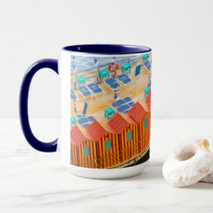 Chic orange och för blåttCabanasstrand stil Mugg